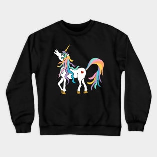 Colourful unicorn with rainbow coloured tail Crewneck Sweatshirt